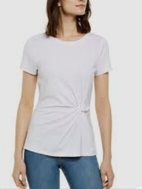 INC International Concepts White Twist-Knot Short Sleeve Tee